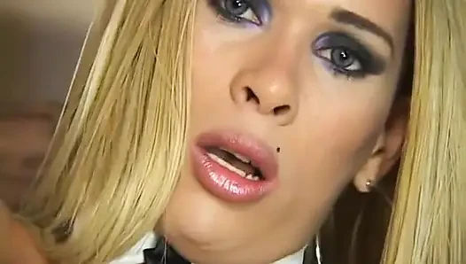 Horny guy sucks sexy blonde trannys stiff cock