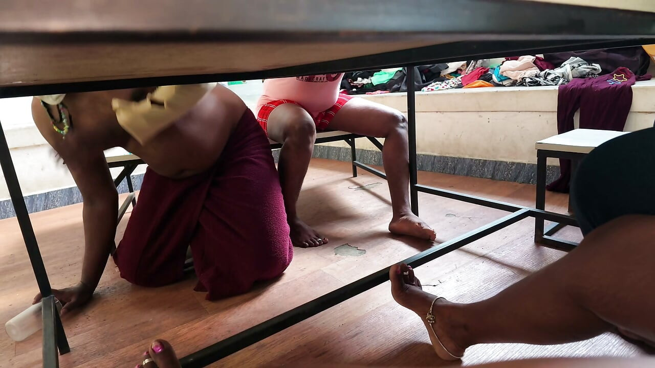 Neighbour seduce under the table