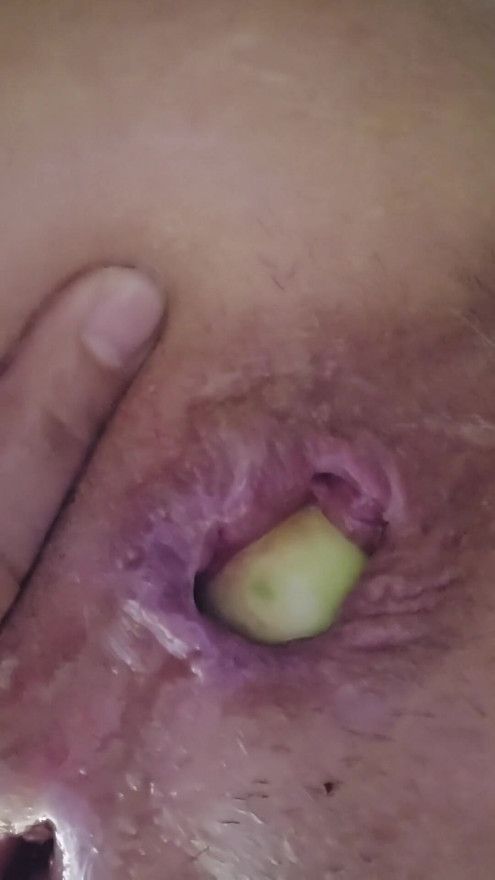 Anal dilation with 2 apples at home... | Clip 1