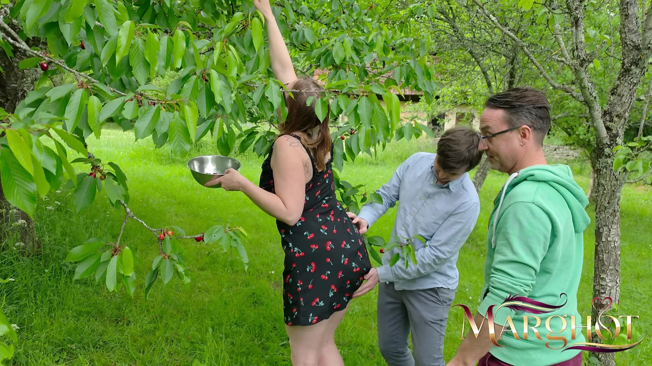 Cherry Picking Turns Into a Hard Anal Threesome with My Husband and My Lover