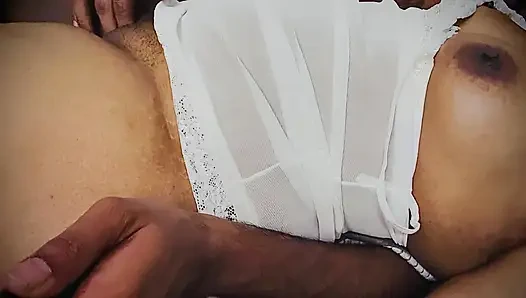 Horny couple role play.Husband fingers wife and the moaning enjoying sounds she makes will make any guy go hard