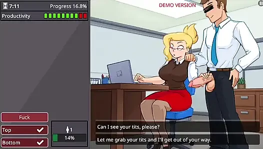 Office girl with big boobs and big ass barely working