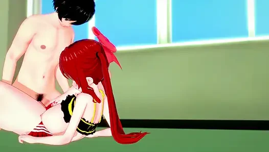Seine süße rothaarige freundin ficken, während sie ihr süßes stöhnen - hentai - hört