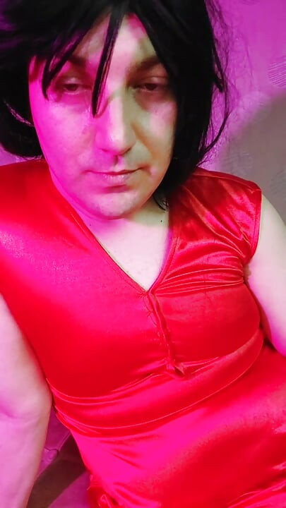 Red Gothic White Femboy With Half Tights