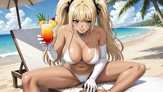 On the Beach with hot Nami - She play with her pussy