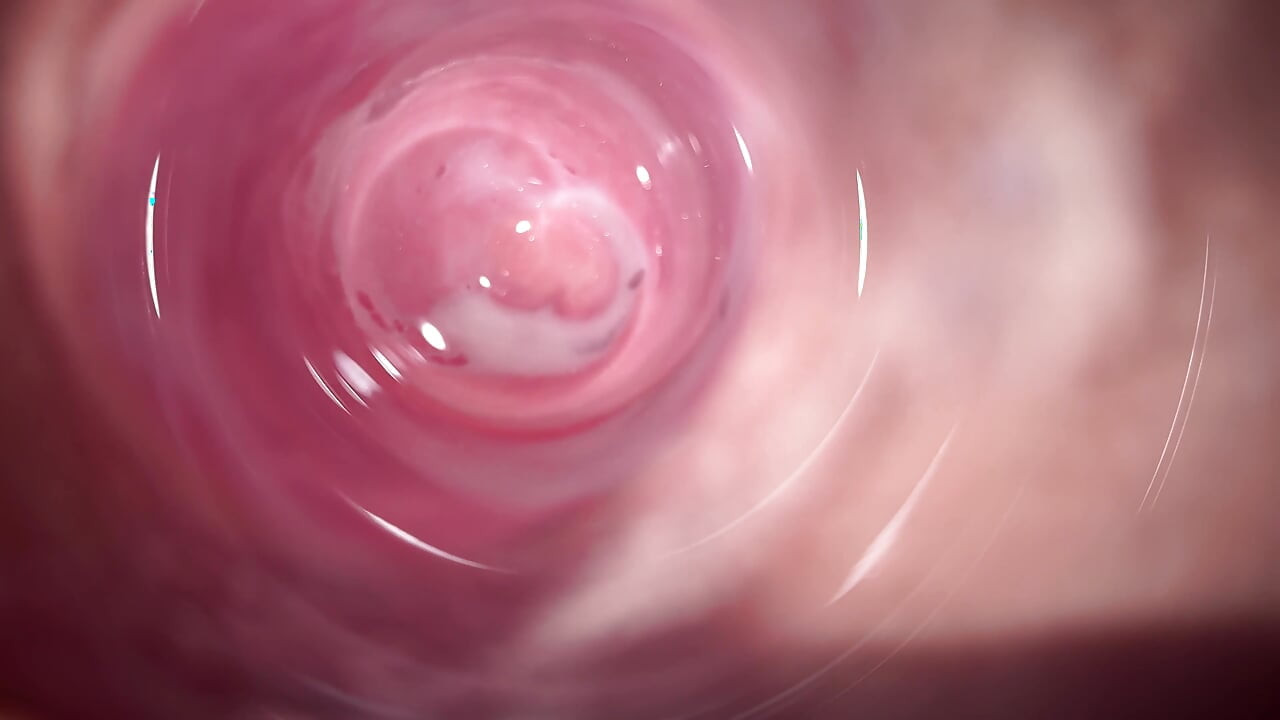 Camera deep inside Mia's tiny creamy vagina