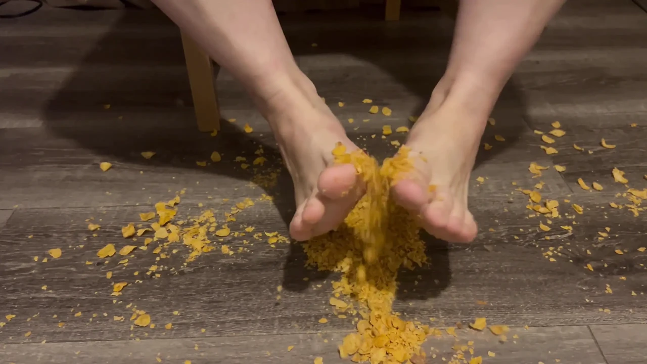 Food Crunching - Stepping on Cereal with Bare Feet Asmr