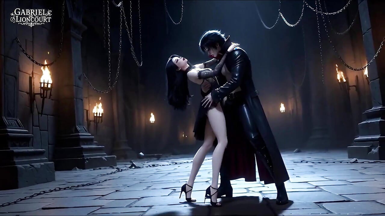 Fată gotică legată de Lordul Vampir - BDSM Monster Hentai 1