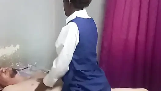 Student sucks my white cock & ride step daddies cock