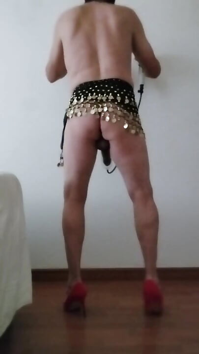 In Miniskirt with Vacuum Pump and Heels