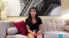 PropertySex - Teen tenant behind on rent fucks landlord