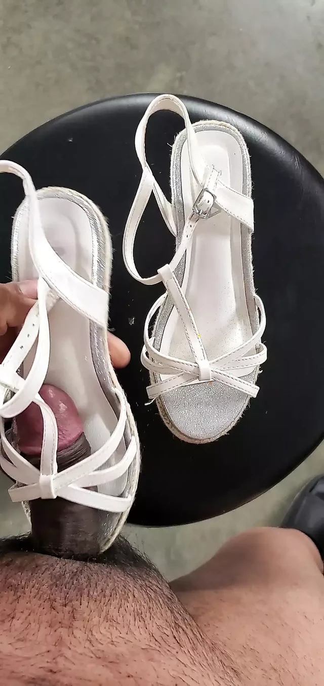 bought used white sandal wedge from Facebook marketplace played with them