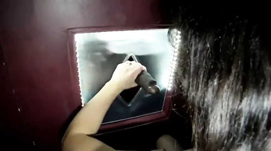 Brunette wife savors glory hole cocks