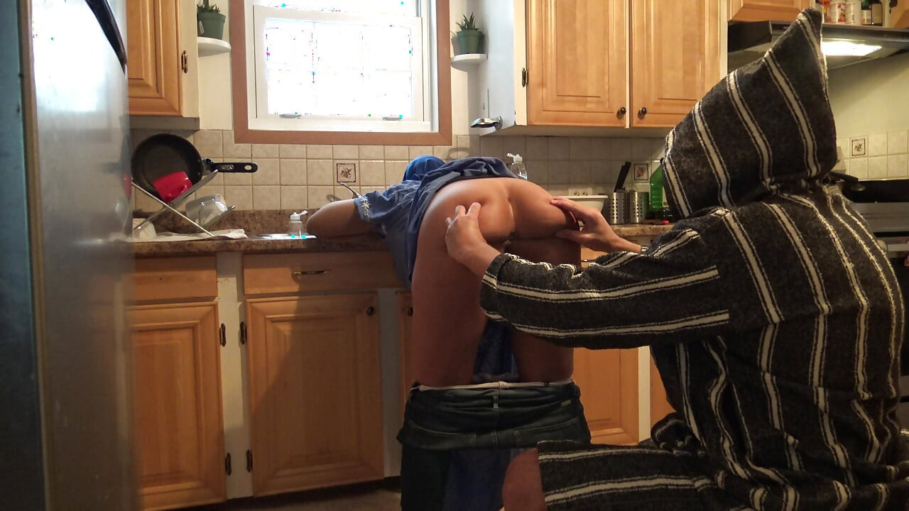 my husband fucks my asshole in the kitchen