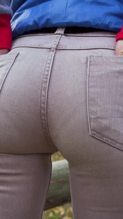Stunning moment from "Real Amateur In Tight Pants Showing Off Her Visible Panty Line Ass Outdoor"