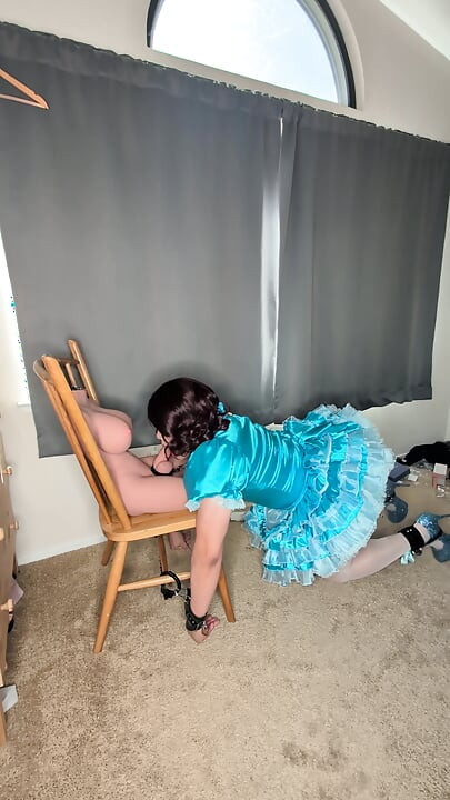 Sissy Maid Gets Her Collar Locked to Her Doll's Cock!
