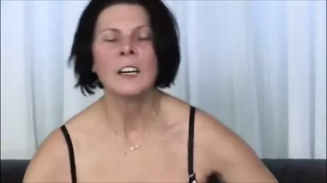 Horny Granny in stockings plays, toys, sucks and fucks