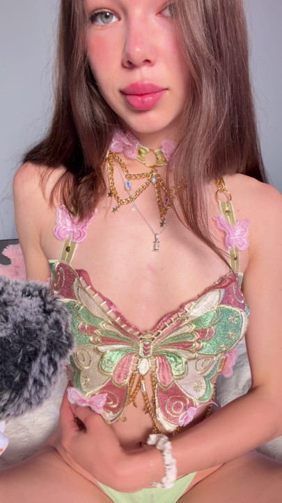 ASMR  I’m playing with my tight outfit and making soft sounds