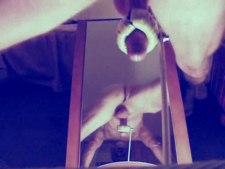 No 67: Doggyfan fucks his ring over a mirror with a perfect view from 2 ankles on precum-flow and a huge cum-shot at the end