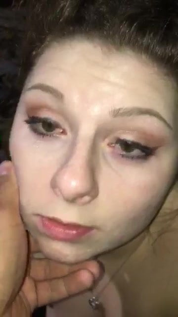 Whore gives sloppy blowjob to owner