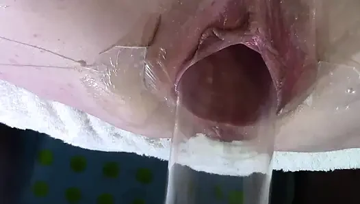 7 Very Close Spread Pussy Fucking with Dildo and Glass