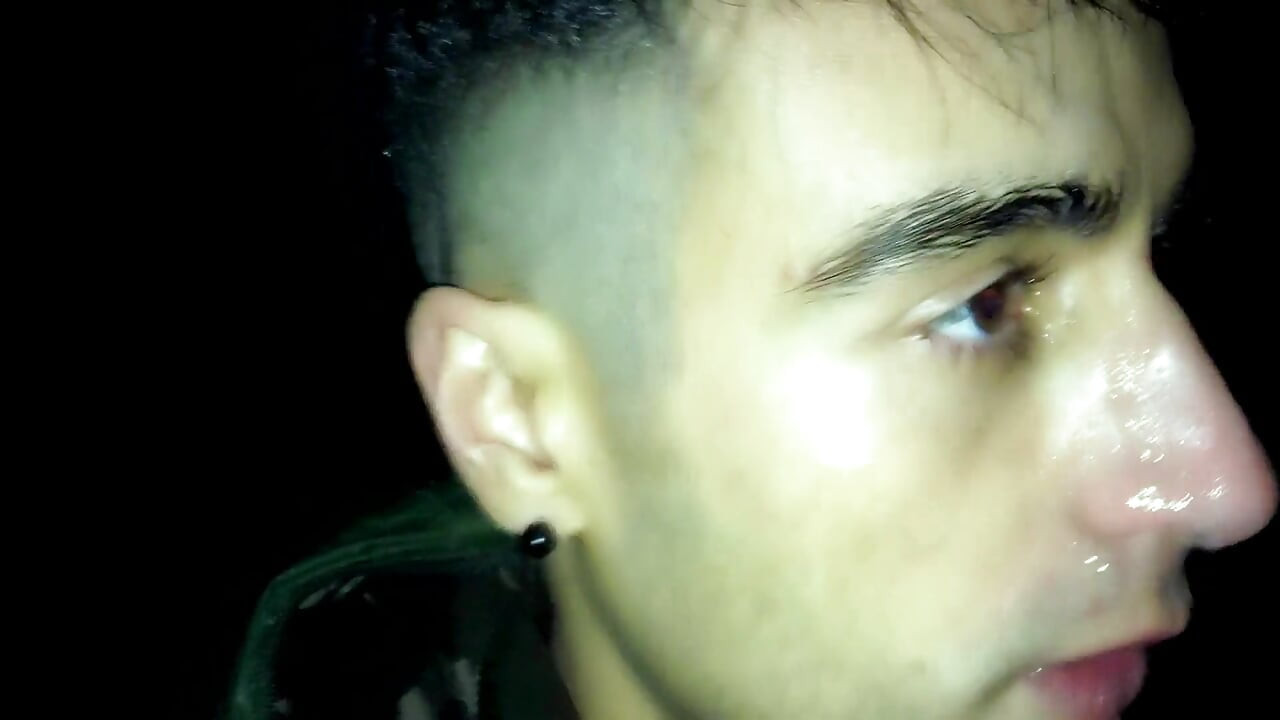Night Outdoor Walking with Face Covered by Cum and Cum Tasting (full Vid)