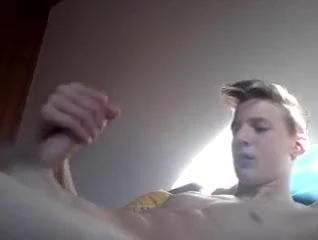 Scratching Tool porn video – halsome blond boy stroking his big tool