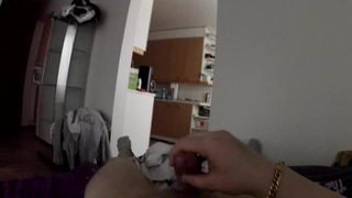 Having fun with my self by stroking my dick