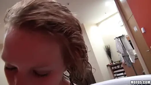 Pickups - Small Ass Brunette Electra Angel Takes Anal Fingering and Cum on Ass in the Tub with Steve Q