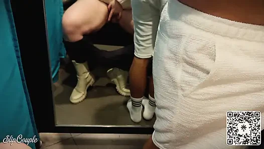 Risky Fitting Room Blowjob While Shopping – She Swallowed Every Drop!