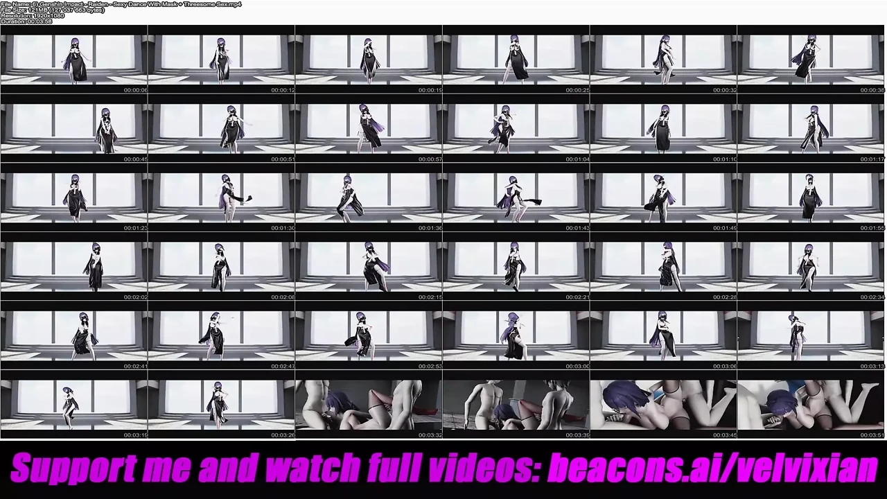 Genshin Impact - Raiden - Sexy Dance With Mask + Threesome Sex (3D HENTAI)