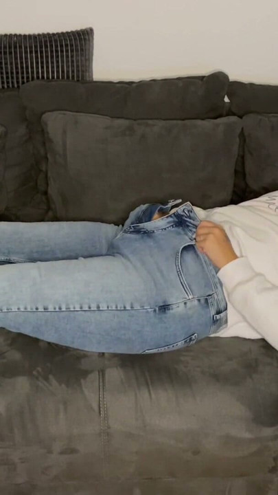 Masturbation multiple orgasms I two times in a row on my sofa clitoris fingering Satisfyer | Clip 1