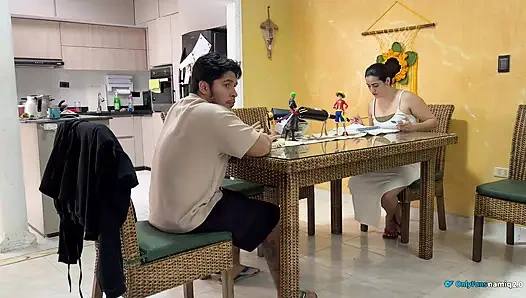 I fuck my wife's daughter in front of her and she joins the sex!