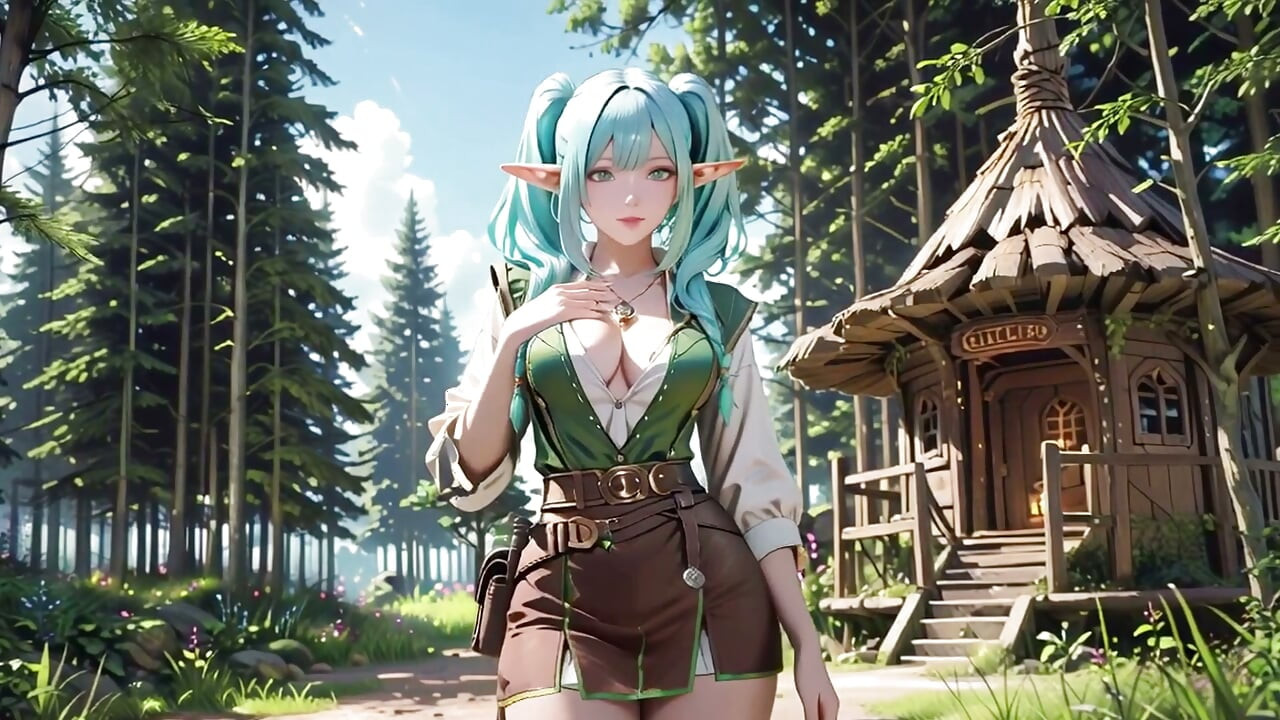 Forest Fantasy! Blue Elf Kneeling, Green Elf Teasing, Sun-Dappled Magic & Wand Play.