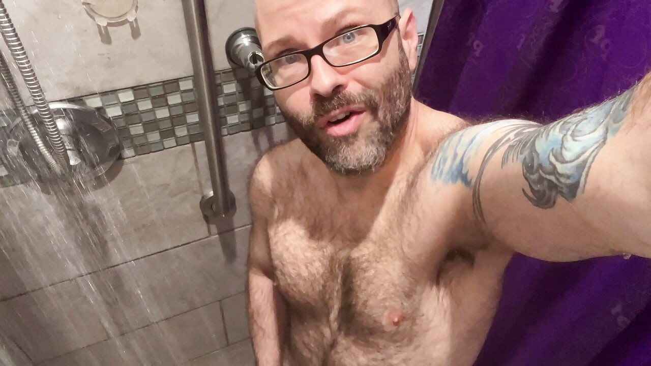 Handsome hairy erect public gym