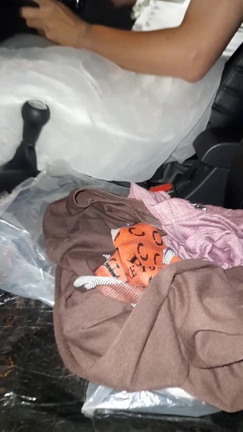 Key moment from "Crossdressing Wearing Wedding Gown While Driving and Cum Inside Gown"