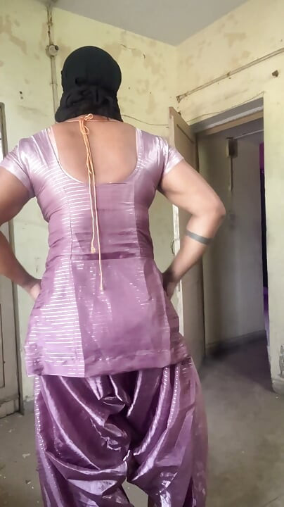 silky shiny satin suit salwar desi indian crossdresser bhabhi