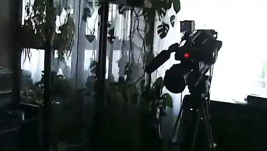 Kızıl saçlı kadın parmakları ve yarağıyla oynuyor