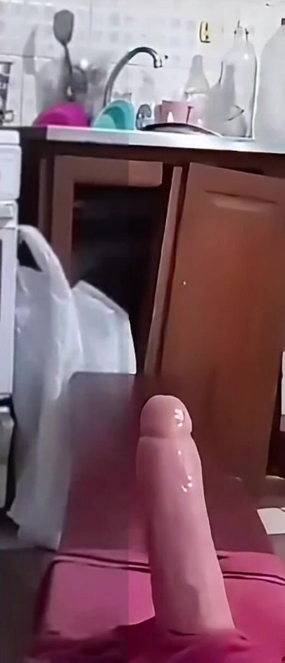 Riding a juicy dildo