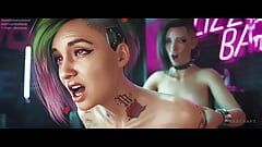 Cyberpunk 2077 futa compilatie (animatie met geluid) 3D Hentai porno sfm