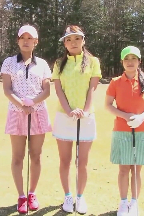 Cute Asian teen girls play a game of strip golf