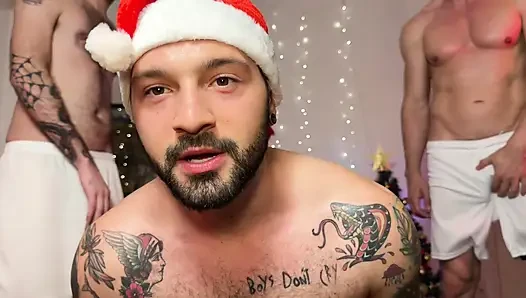 Christmas Gangbang: 3 Massive Cocks, 1 Hungry Hole (part 1)