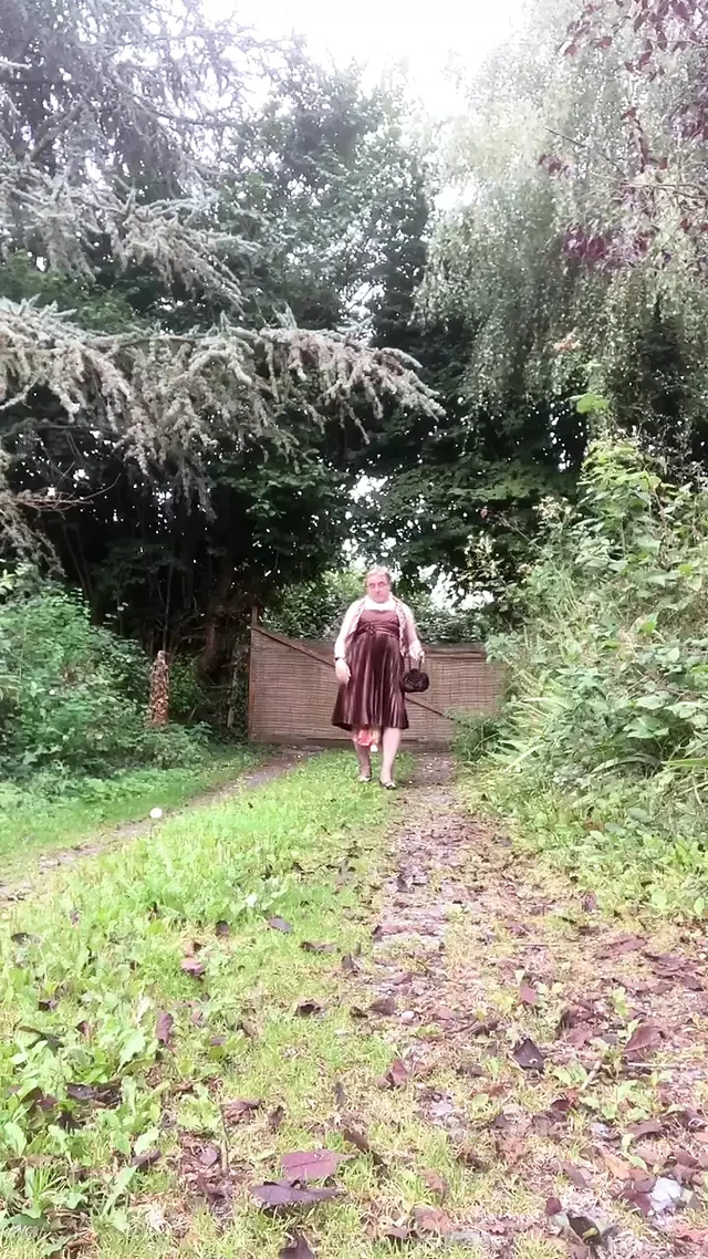 Dressed with a brown evening dress for a night out