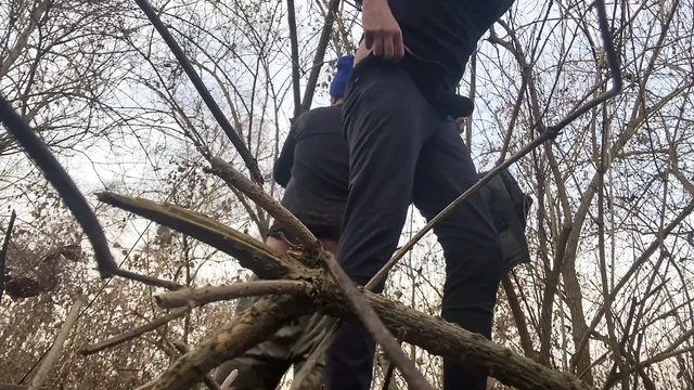 sucking a woodcutter in the woods
