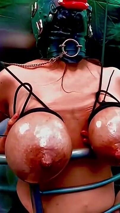 Gimp mask hucow tied tit busting