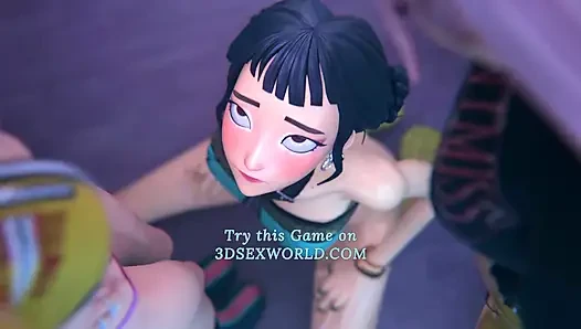Lesbische college-mädchen domina fFF dreier (3d-animation)