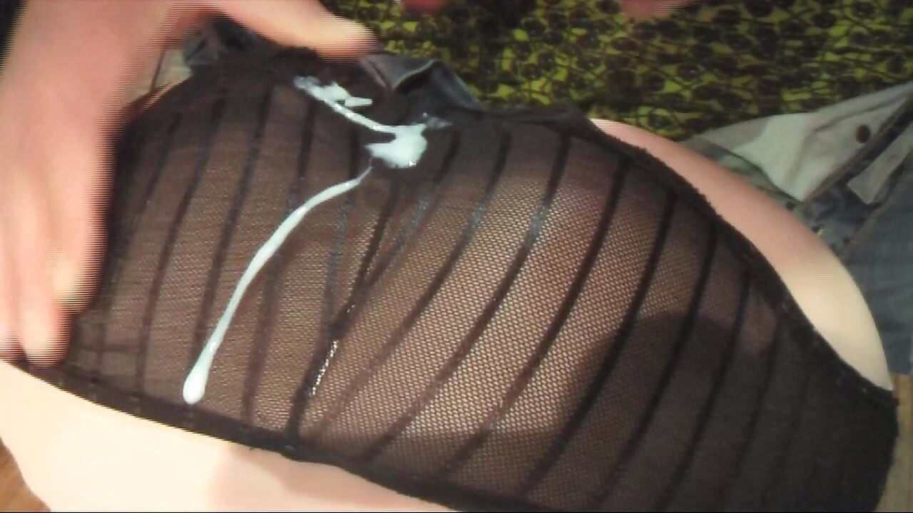 My first rubber ass in panties getting covered in cum