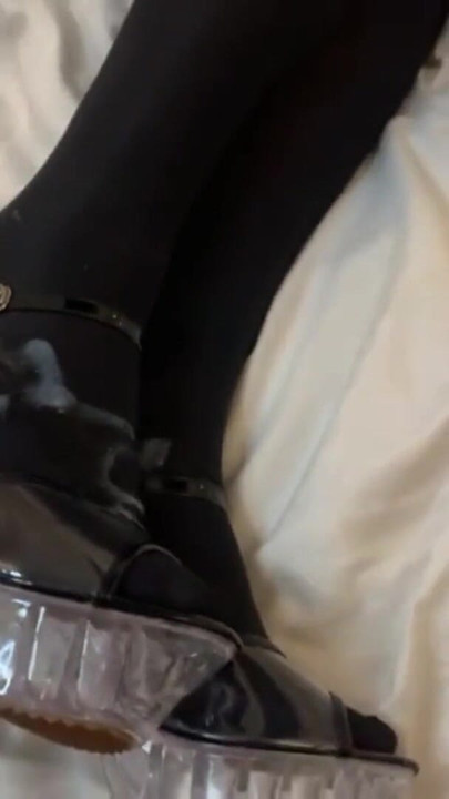 Epic moment from "Transparent High Heels Sandals Cum"