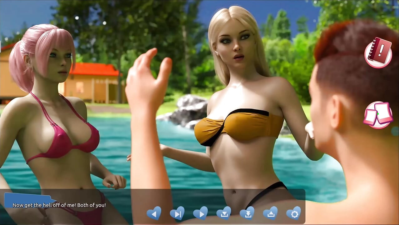 Ajudando as gatas # 4 - Johanne acordou amarrada a uma árvore e assim ... ave ele um boquete ... Belle e Stacy brincaram uma com a outra.