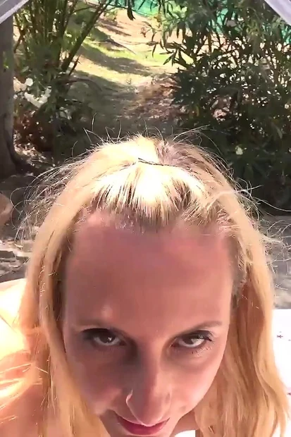 AuntJudysXXX - Busty Blonde MILF Keira Is Sucks Your Cock in the Garden POV